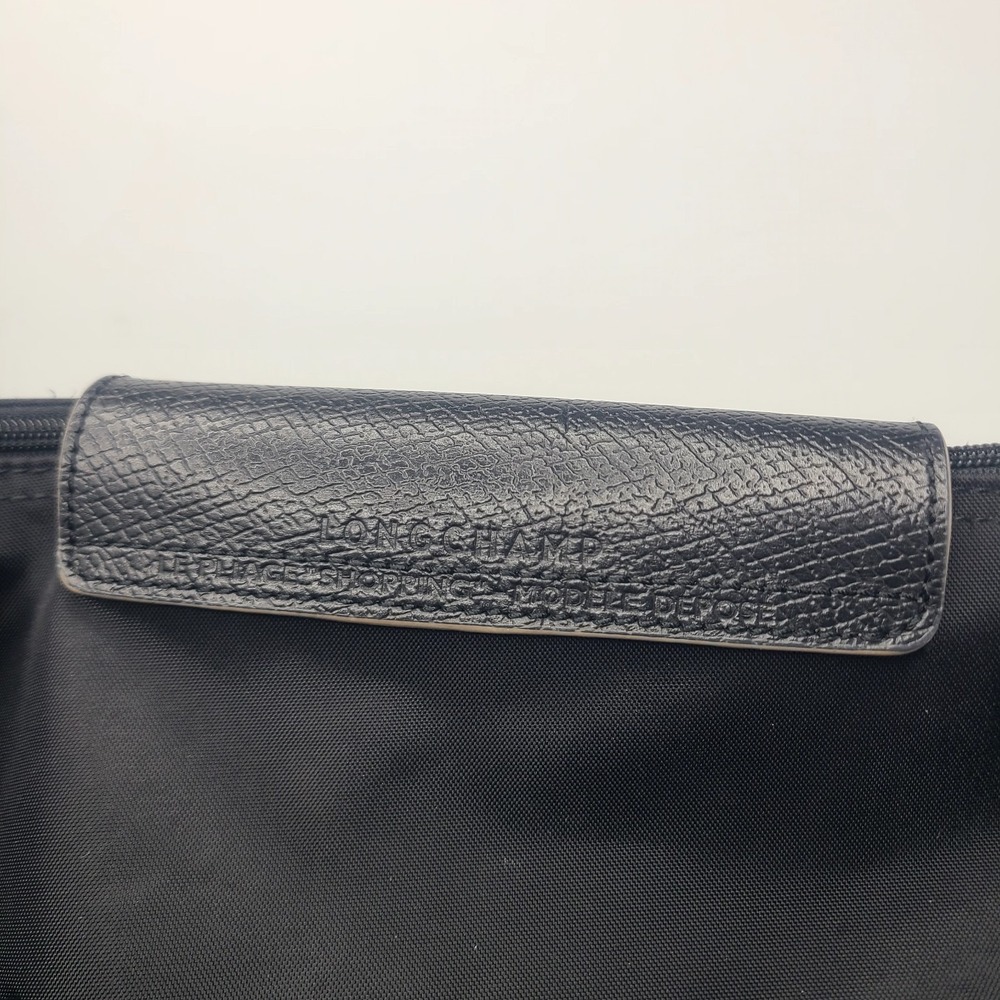 LONGCHAMP LE PLIAGE Tote Travel Shoulder Bag Nylon Embroided Handbag Black Large - Picture 9 of 11